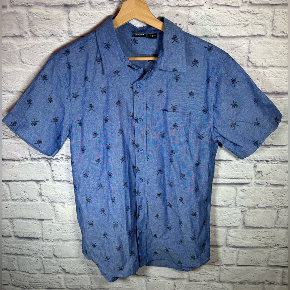 Star Wars Darth Vader Short Sleeve blue Button Down‎ Shirt mens size small